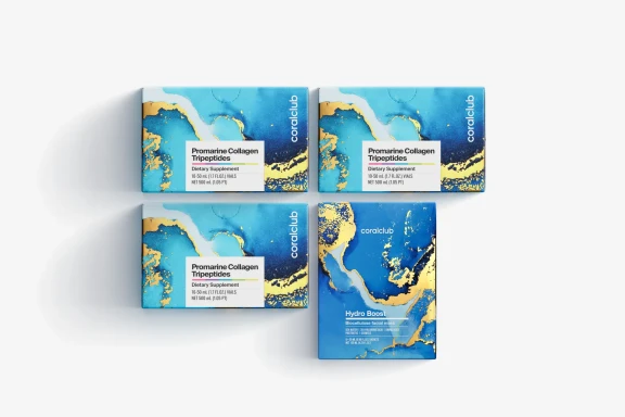 Promarine Kollagen tripeptidlari (1 oylik kurs) & yuz uchun biotsellyulozali Hydro Boost niqoblari (5 sashe) to‘plami